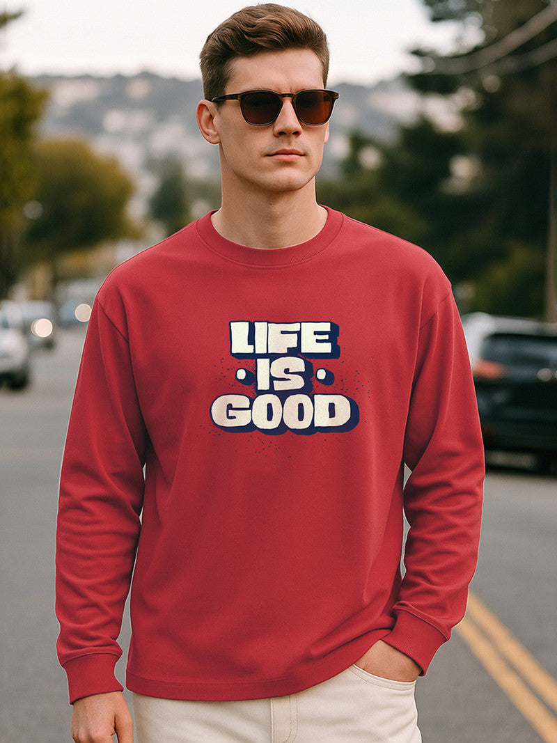Men Typography Round Neck Pure Cotton Red T-Shirt