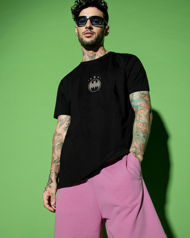 Men Graphic Print Round Neck Pure Cotton Black T-Shirt